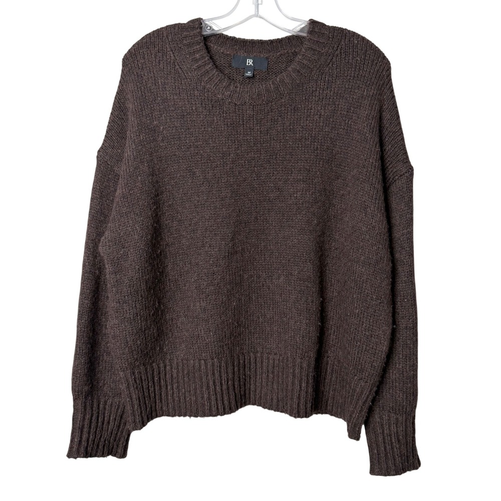 Banana Republic Sweater Womens M Cabin Brown Wool Cotton Cropped Crewneck Earthy